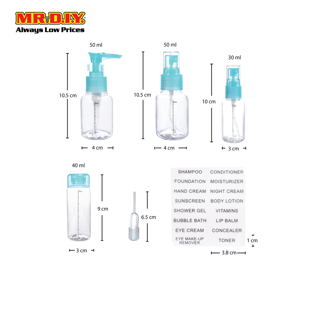 (MR.DIY) KEQI 7 in 1 Travel Pack Cosmetic Bottle Kit Set