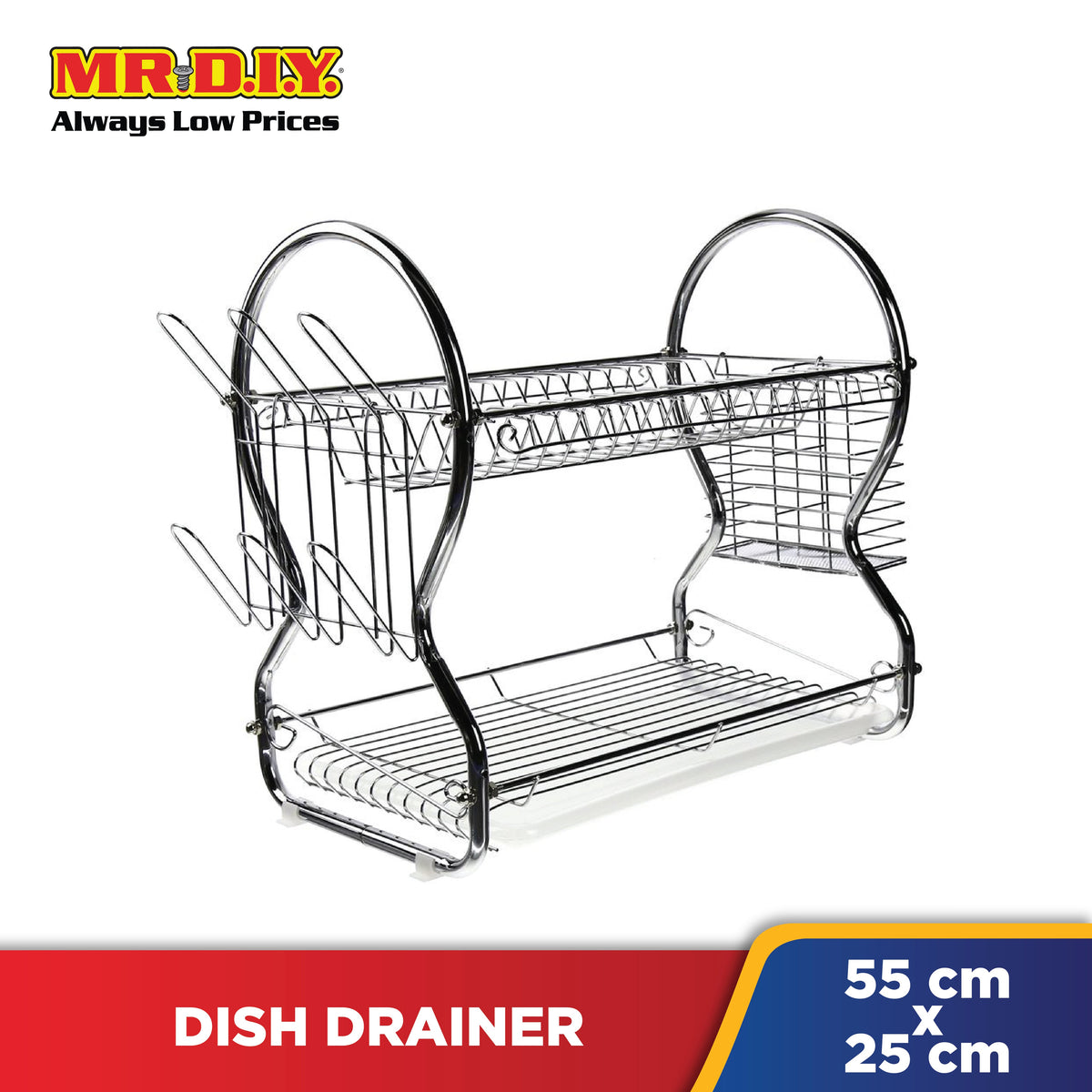 (MR.DIY) Stainless-Steel 2-Layers Tier Dish Drainer(43cmx35cmx39cm)