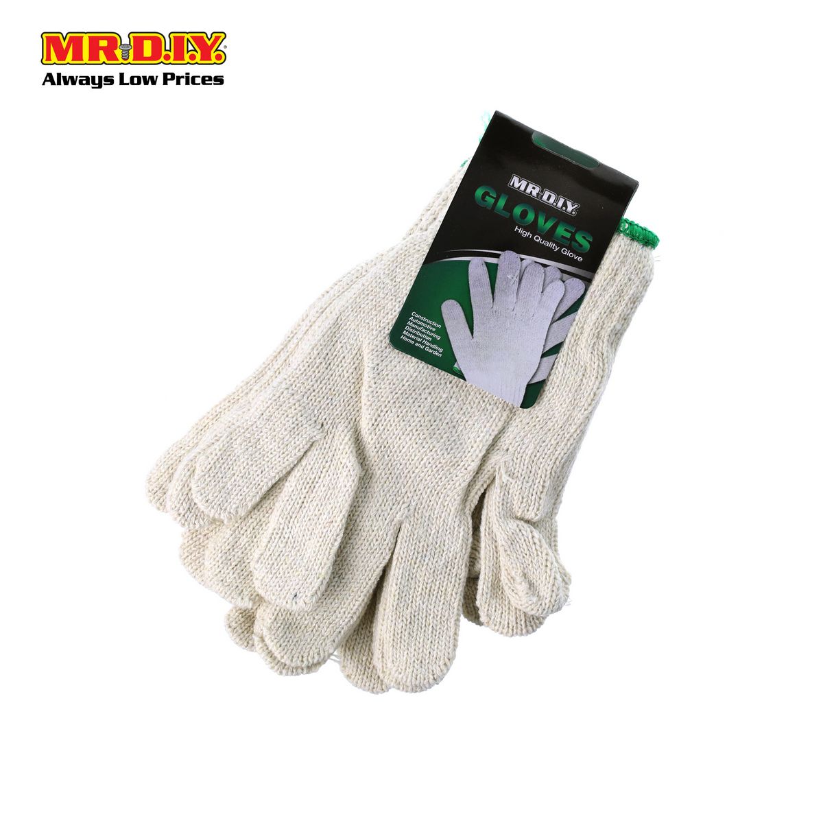 (MR.DIY) Cotton Gloves 800G (2 Pairs)