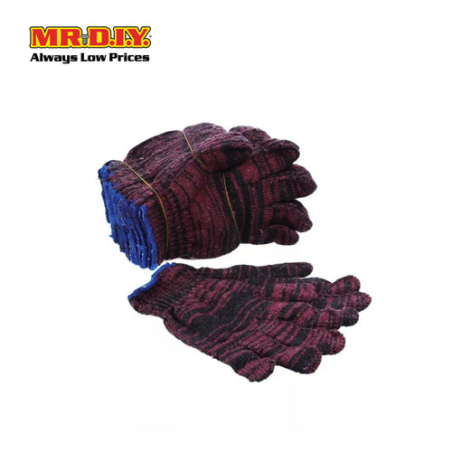 (MR.DIY) Batik Knitted Cotton Safety Hand Gloves 850g (12 pairs)
