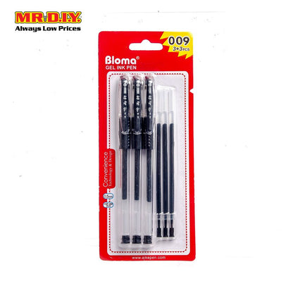 (MR.DIY) Bloma Black Gel Ink Pen 0.5mm (3+3 pcs)