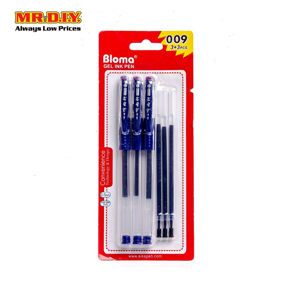 (MR.DIY) Bloma Black Gel Ink Pen 0.5mm (3+3 pcs)