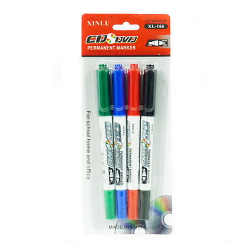 XINLU Multi-Colour Dual Tip CD DVD Permanent Marker (4pcs)