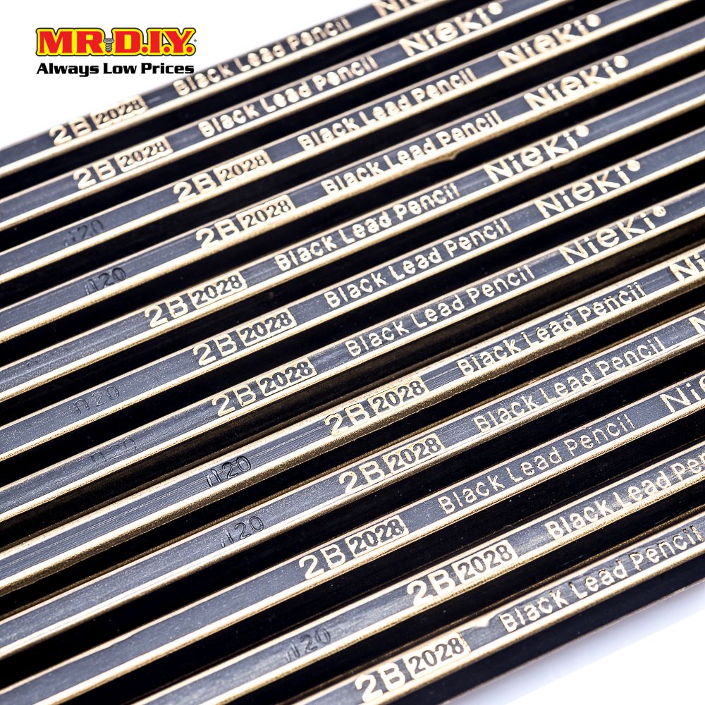 (MR.DIY) NIEKI 2B Exam Grade Graphite Pencils Set (12pcs)