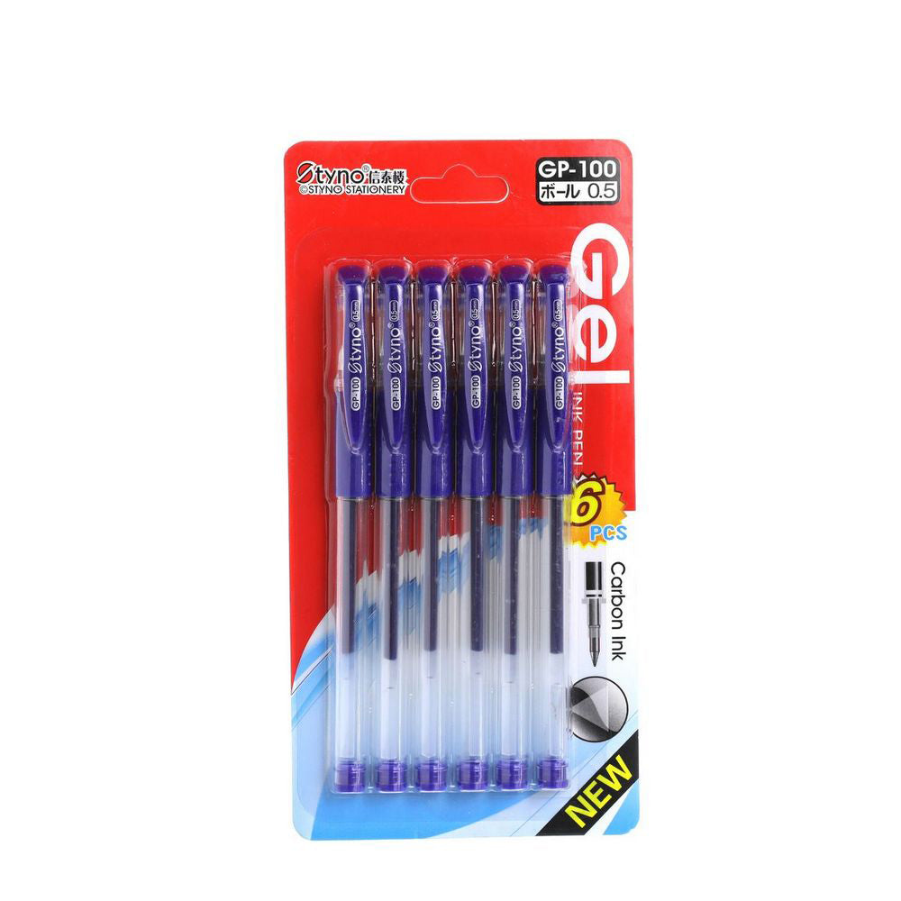 STYNO Blue Gel Pen 0.5mm (6 pcs)