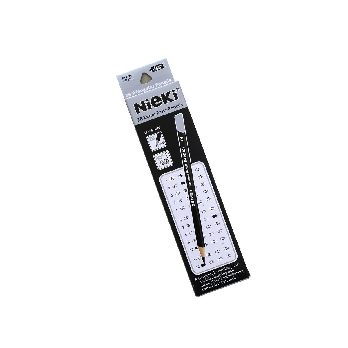 (MR.DIY) NIEKI 2B Triangular Exam Grade Graphite Pencils Set (12pcs)