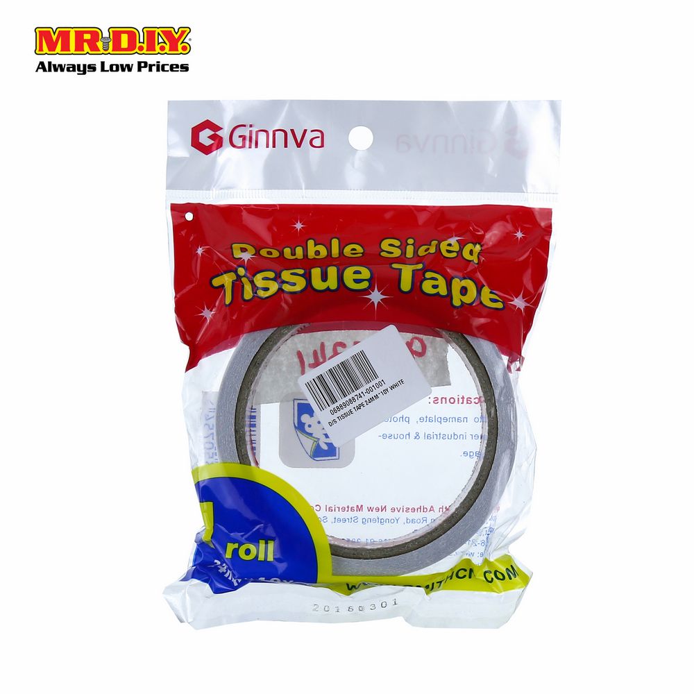 GINNVA Double Sided Tape (White) (2.4cm x 9m)