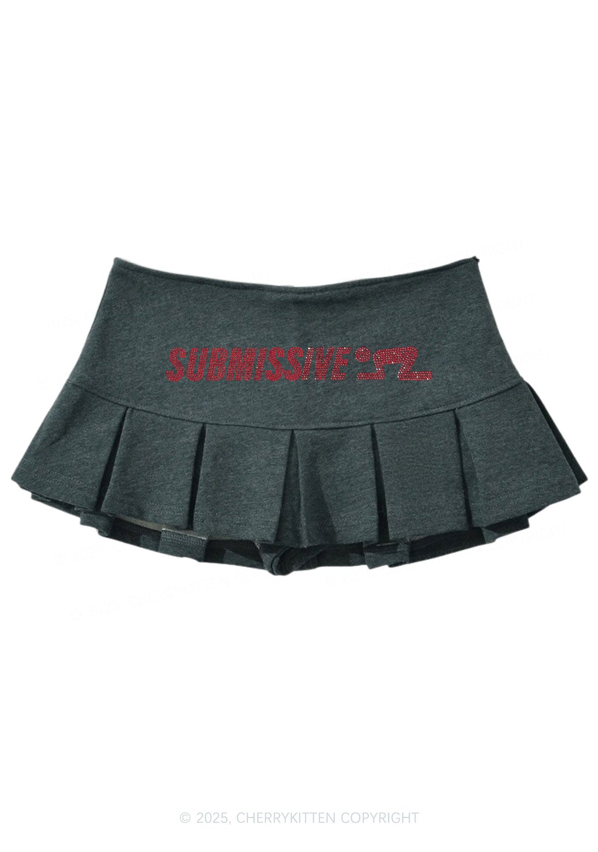 Rhinestone Submissive Man Y2K Mini Pleated Skirts Cherrykitten