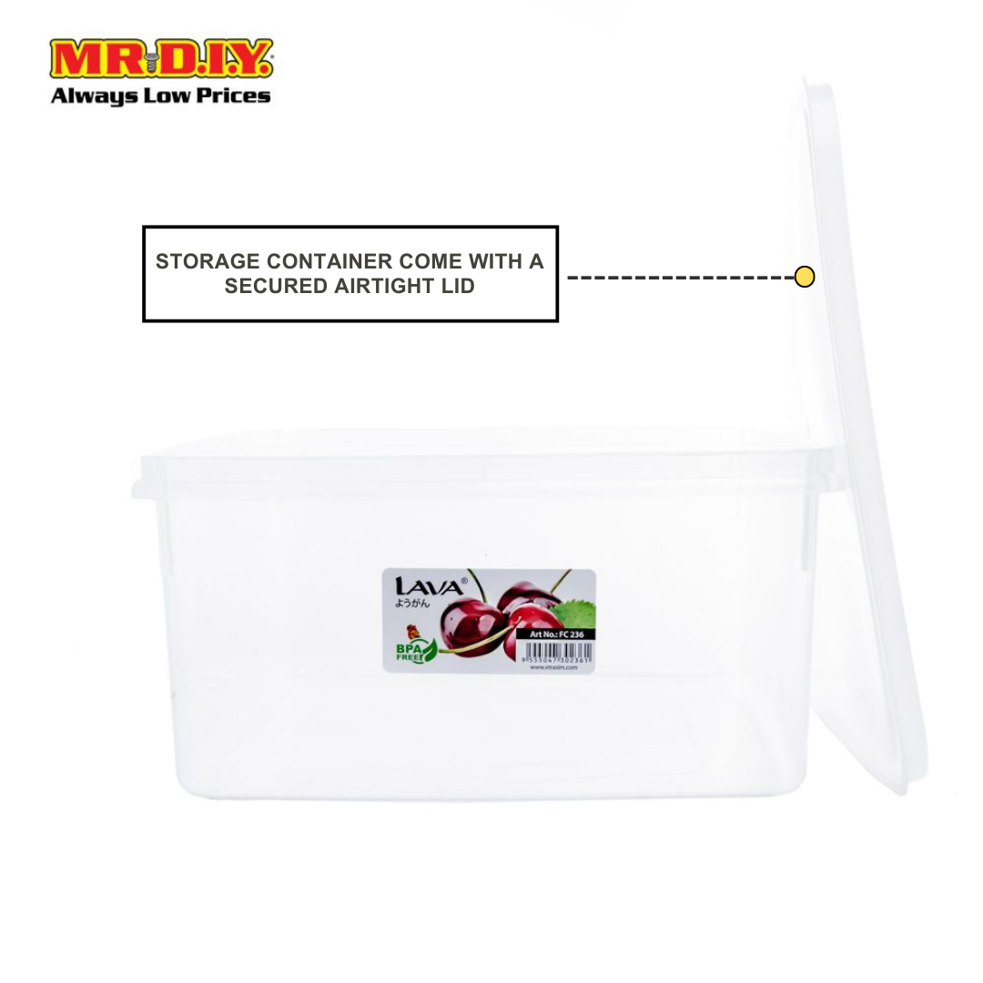 LAVA Transparent Durable Airtight Plastic Food Container 30.8 x 30.2cm (13.2L)