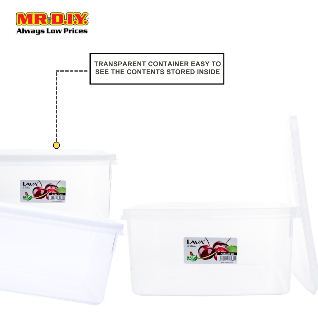 LAVA Transparent Durable Airtight Plastic Food Container 30.8 x 30.2cm (13.2L)