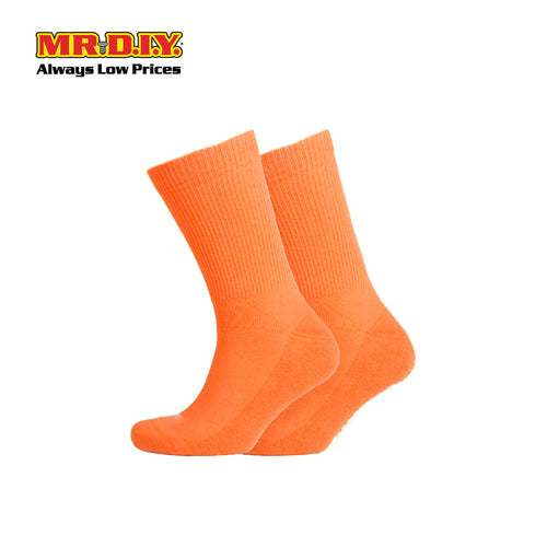 (MR.DIY) Unisex Adult Mid-Calf Casual Cotton Socks - Orange - Color Series