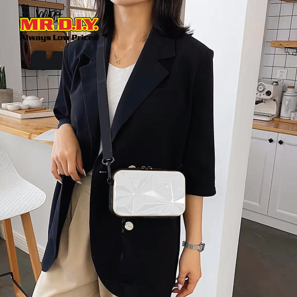 (MR.DIY) Geometric Hardcase Shoulder Bag with Strap - OFF WHITE - Color Series