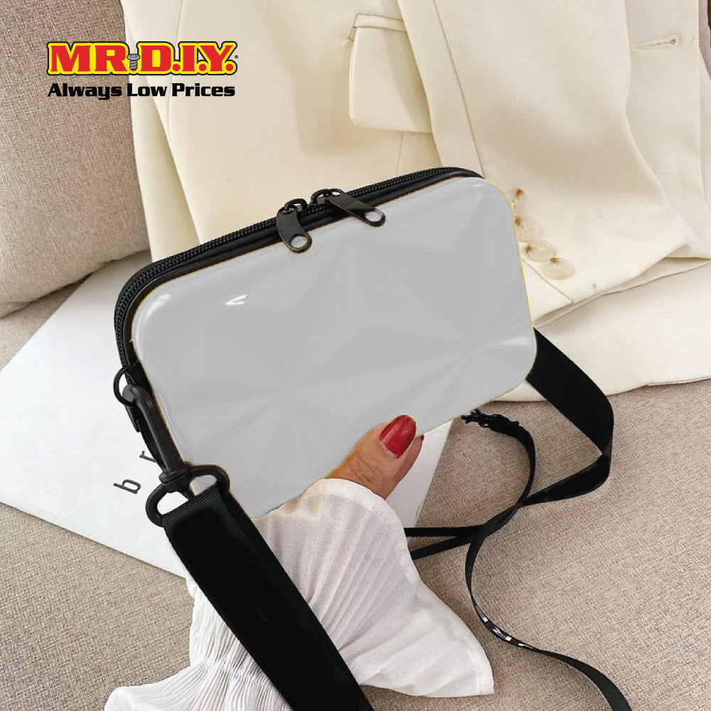(MR.DIY) Geometric Hardcase Shoulder Bag with Strap - OFF WHITE - Color Series