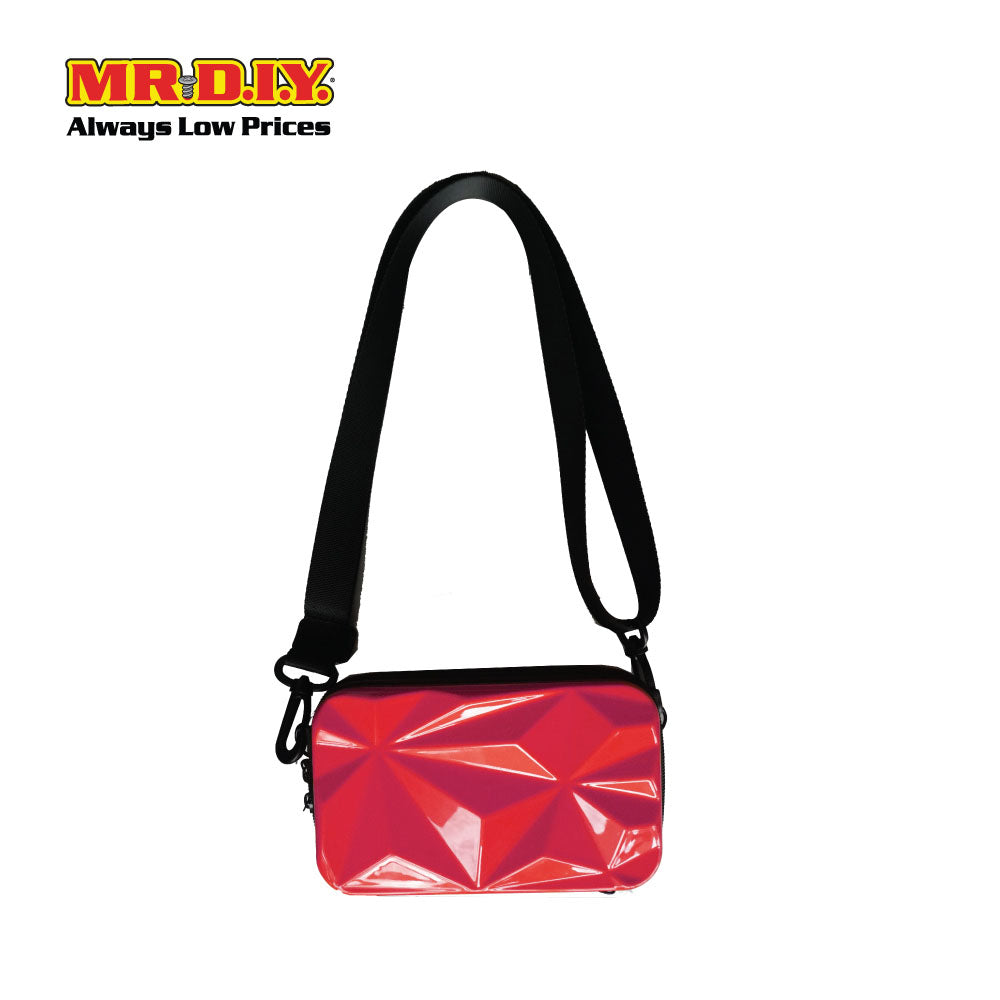(MR.DIY) Geometric Hardcase Shoulder Bag with Strap - RED - Color Series