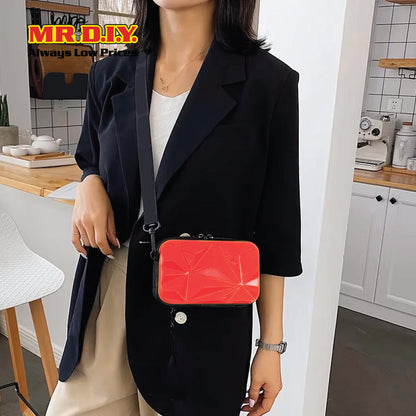 (MR.DIY) Geometric Hardcase Shoulder Bag with Strap - RED - Color Series