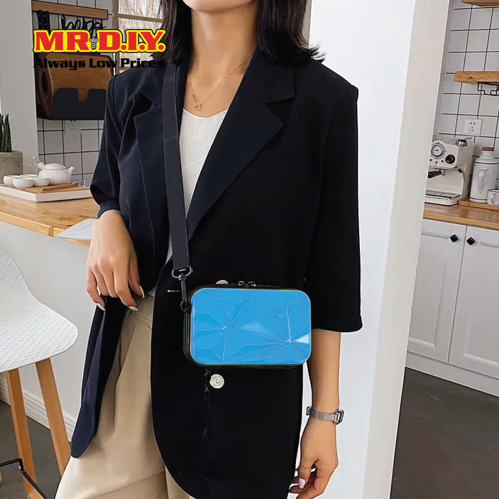 (MR.DIY) Geometric Hardcase Shoulder Bag with Strap - LIGHT BLUE - Color Series