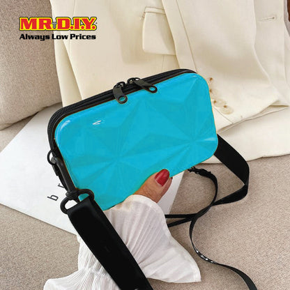 (MR.DIY) Geometric Hardcase Shoulder Bag with Strap - LIGHT BLUE - Color Series