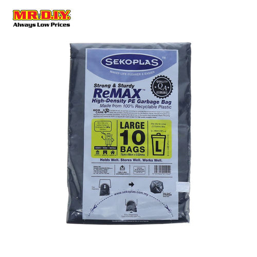 [BEST SELLER] SEKOPLAS ReMAX HDPE Garbage Bag L Size (10pcs)