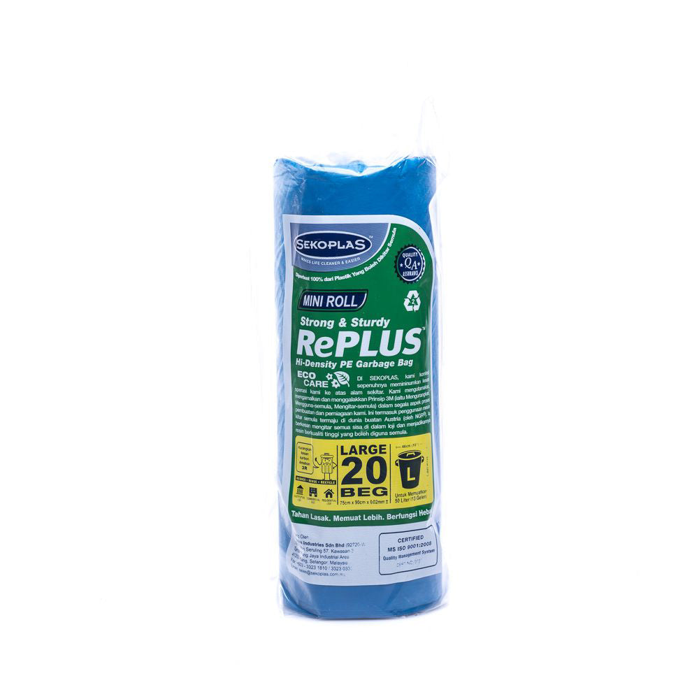 SEKOPLAS RePlus Mini Roll HDPE Garbage Bag L Size (20pcs)