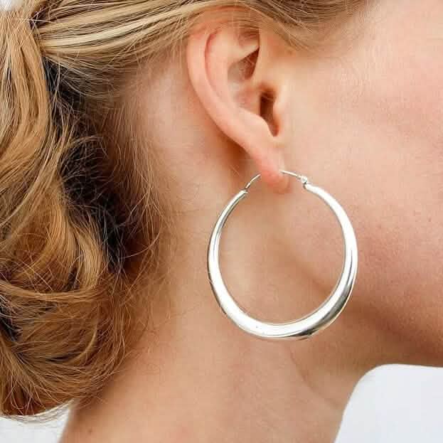 925 Sterling Silver Round Hoop Earrings – 40mm, 50mm or 60mm