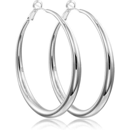 925 Sterling Silver Round Hoop Earrings – 40mm, 50mm or 60mm