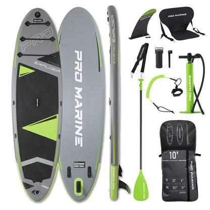 PROMARINE 10 Inflatable Stand Up Paddle Boards Extra Wide Paddleboard with Aluminum Paddle SUP Accessories Waterproof Bag Non-Slip Comfort Deck for Youth & Adults (Green)