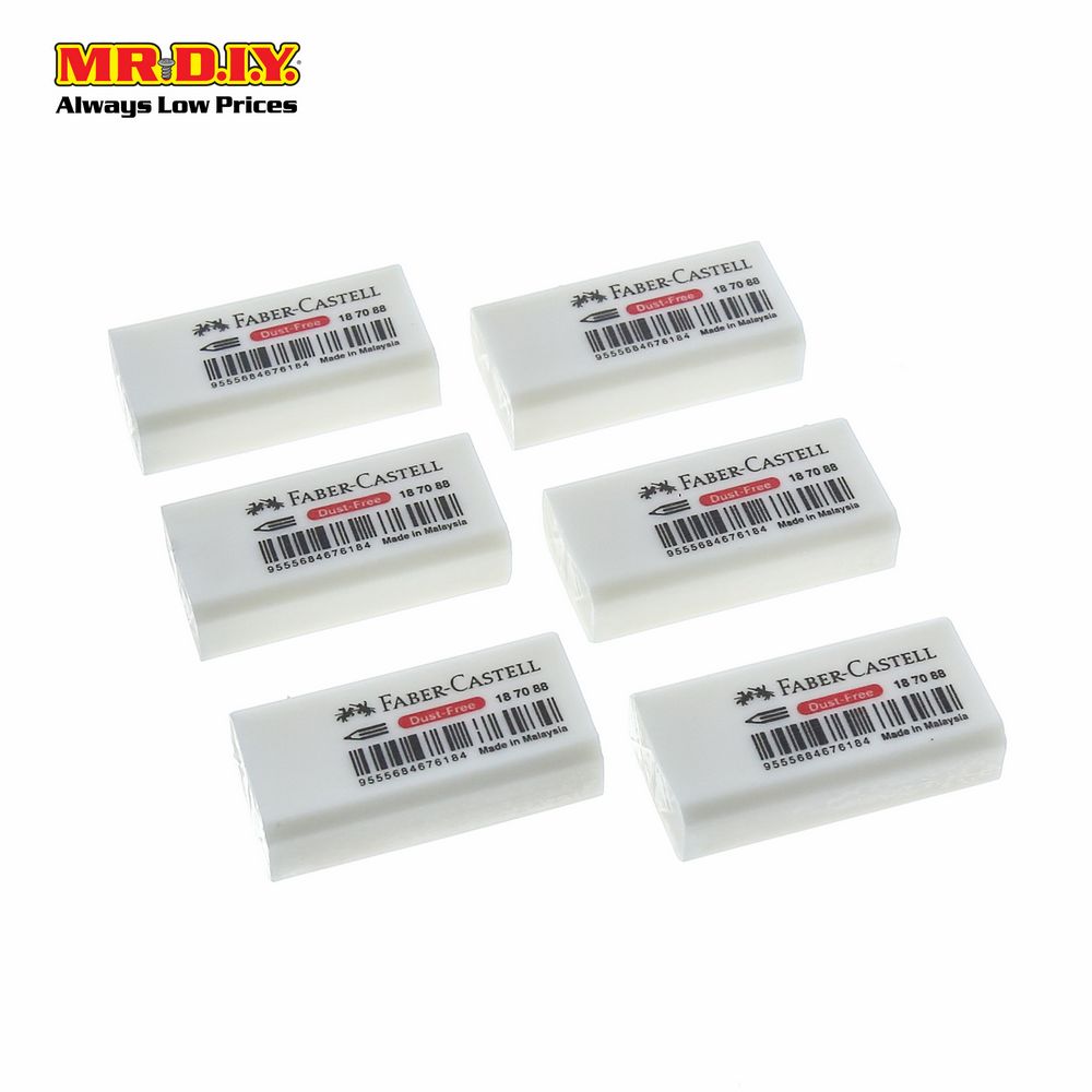 (MR.DIY) FABER-CASTELL White Dust-Free Eraser Set (6pcs)
