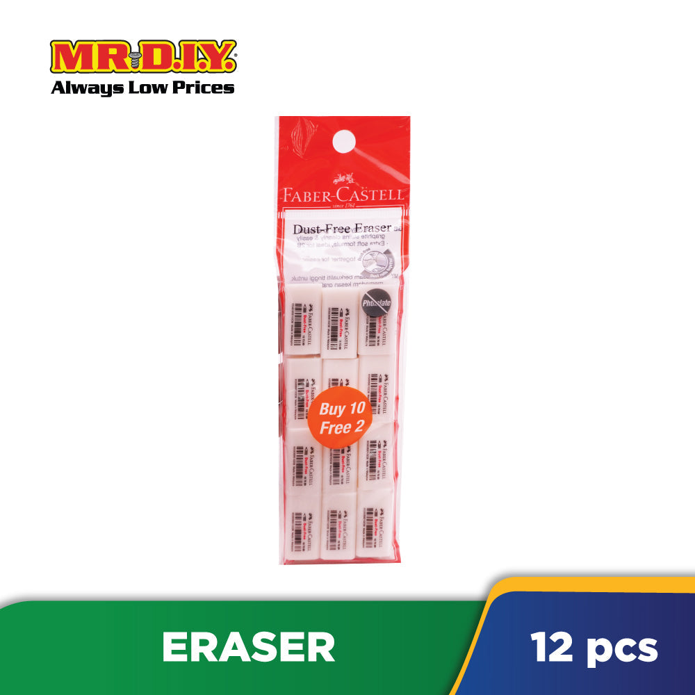 (MR.DIY) FABER-CASTELL White Dust-Free Eraser Set (12pcs)