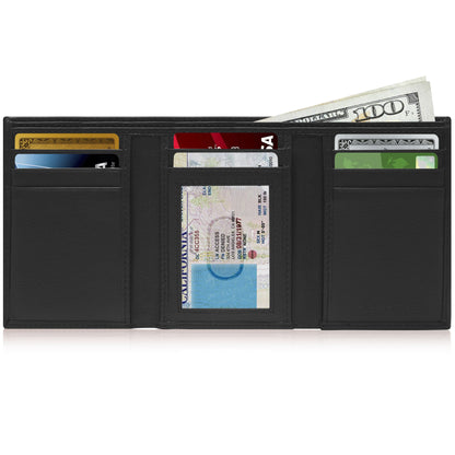 Genuine Leather Trifold Wallet – ID Window, RFID Blocking