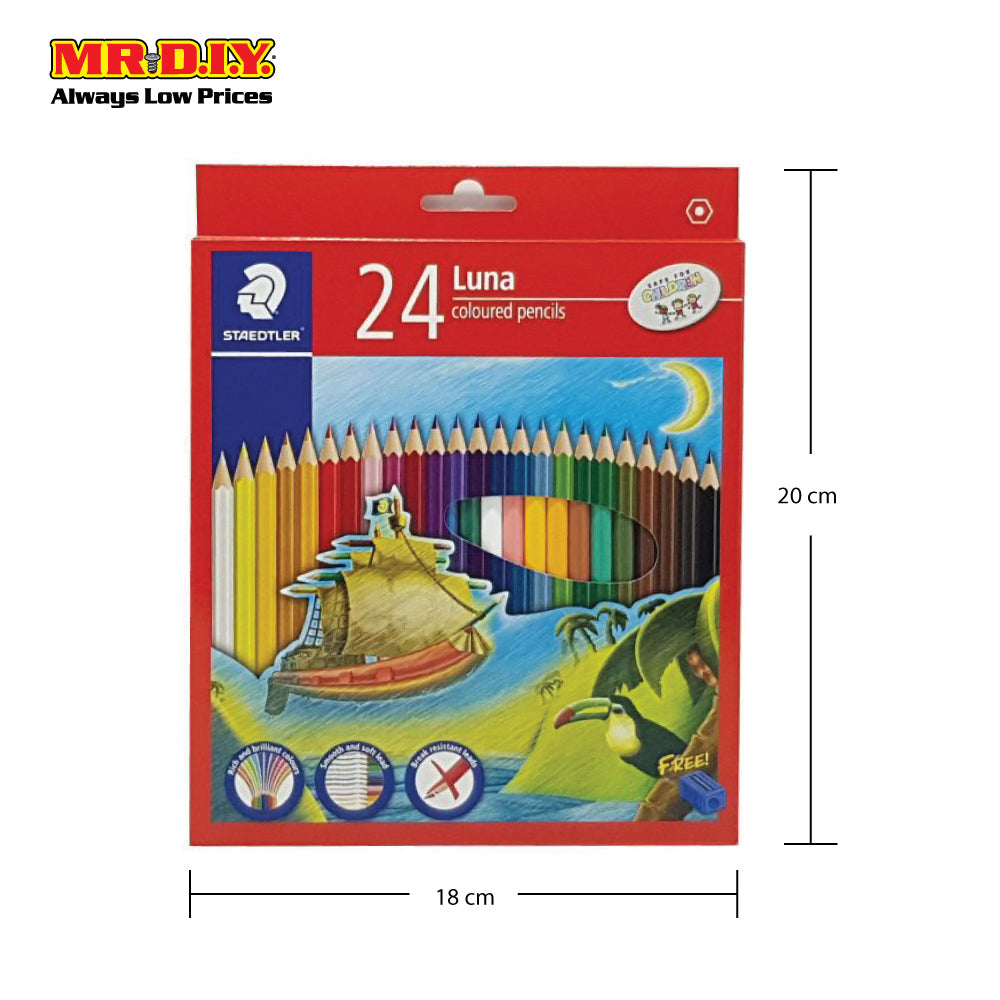 Luna 24-Colour Hexagonal Coloured Pencils Set (With Free Sharpener)