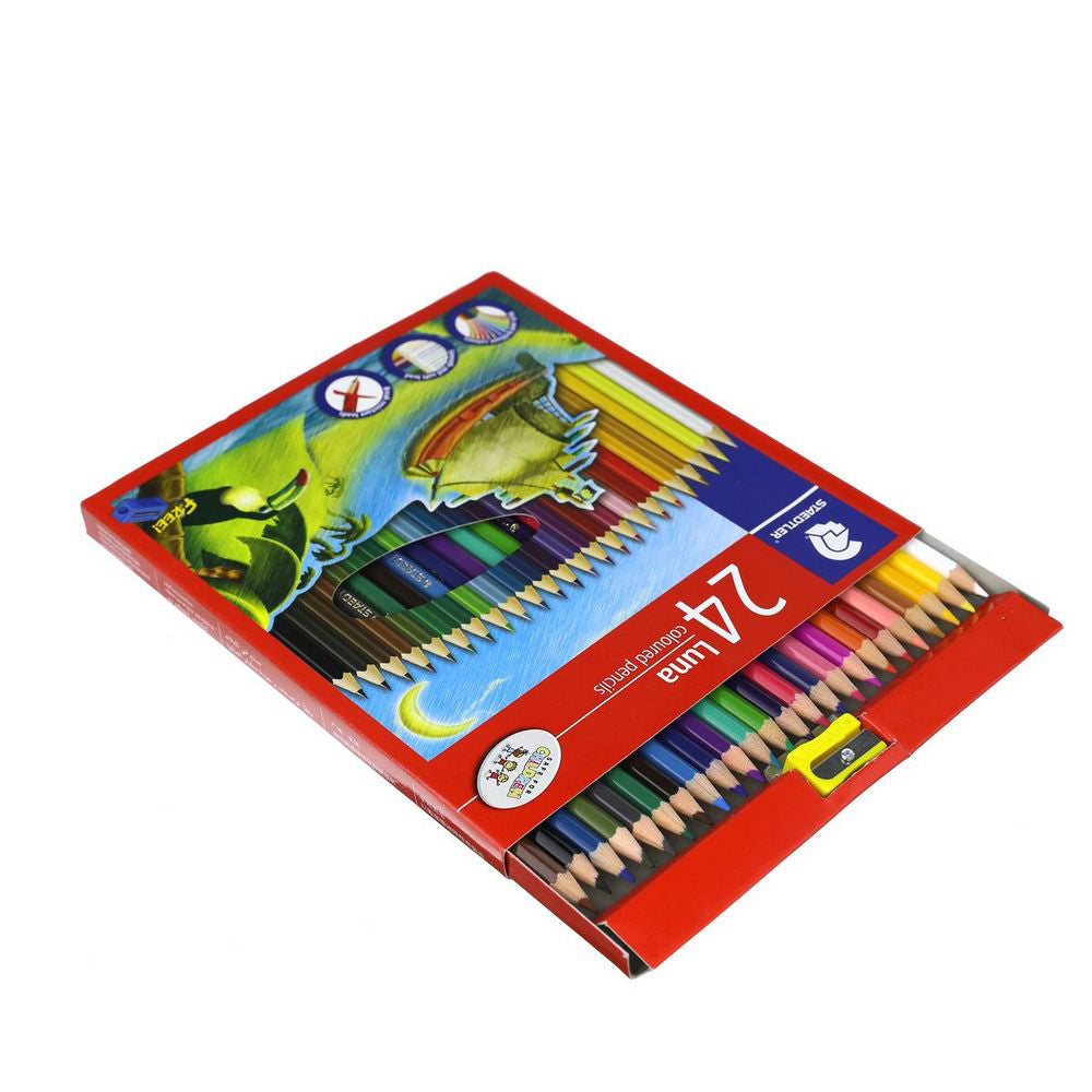 Luna 24-Colour Hexagonal Coloured Pencils Set (With Free Sharpener)