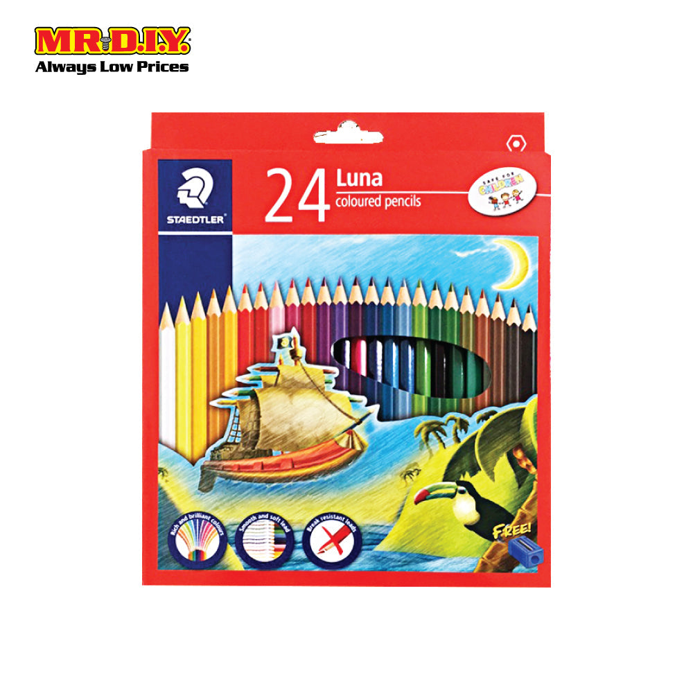 Luna 24-Colour Hexagonal Coloured Pencils Set (With Free Sharpener)