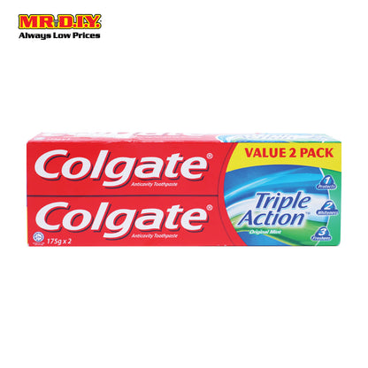 COLGATE Twin Pack Triple Action Toothpaste Original Mint (2 x 175g)