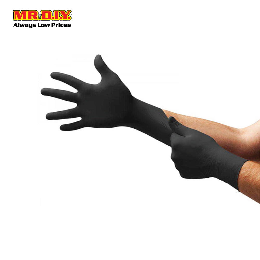(MR.DIY) TOP GLOVE Nitrile Gloves Black 100 pcs (Size S,M,L)