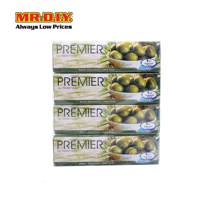 PREMIER Facial Tissue 1 Ply  (4 Boxes X 90's)