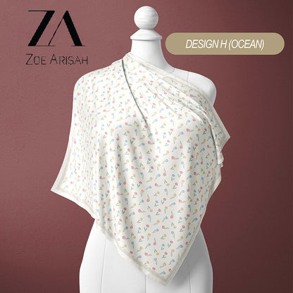Tudung Bawal ZOE ARISAH Printed Square Hijab ( Bidang 45 inch)