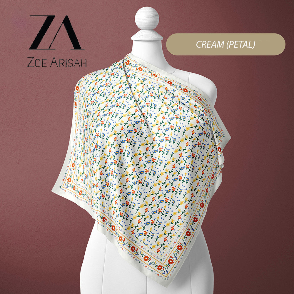 Tudung Bawal ZOE ARISAH Printed Square Hijab ( Bidang 45 inch)