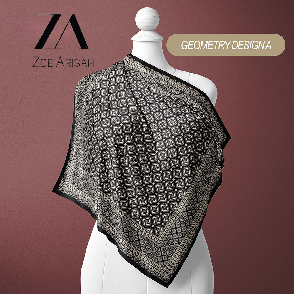 Tudung Bawal ZOE ARISAH Printed Square Hijab ( Bidang 45 inch)