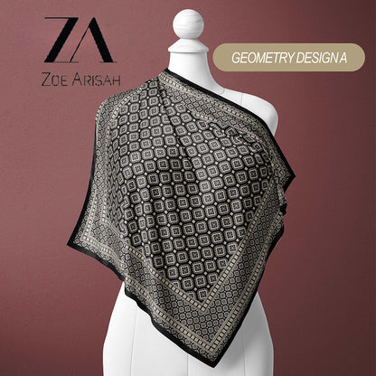 Tudung Bawal ZOE ARISAH Printed Square Hijab ( Bidang 45 inch)
