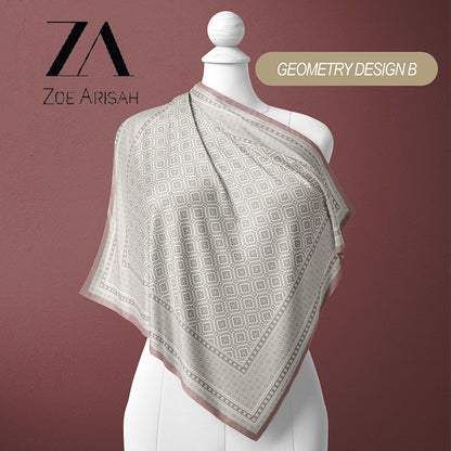 Tudung Bawal ZOE ARISAH Printed Square Hijab ( Bidang 45 inch)