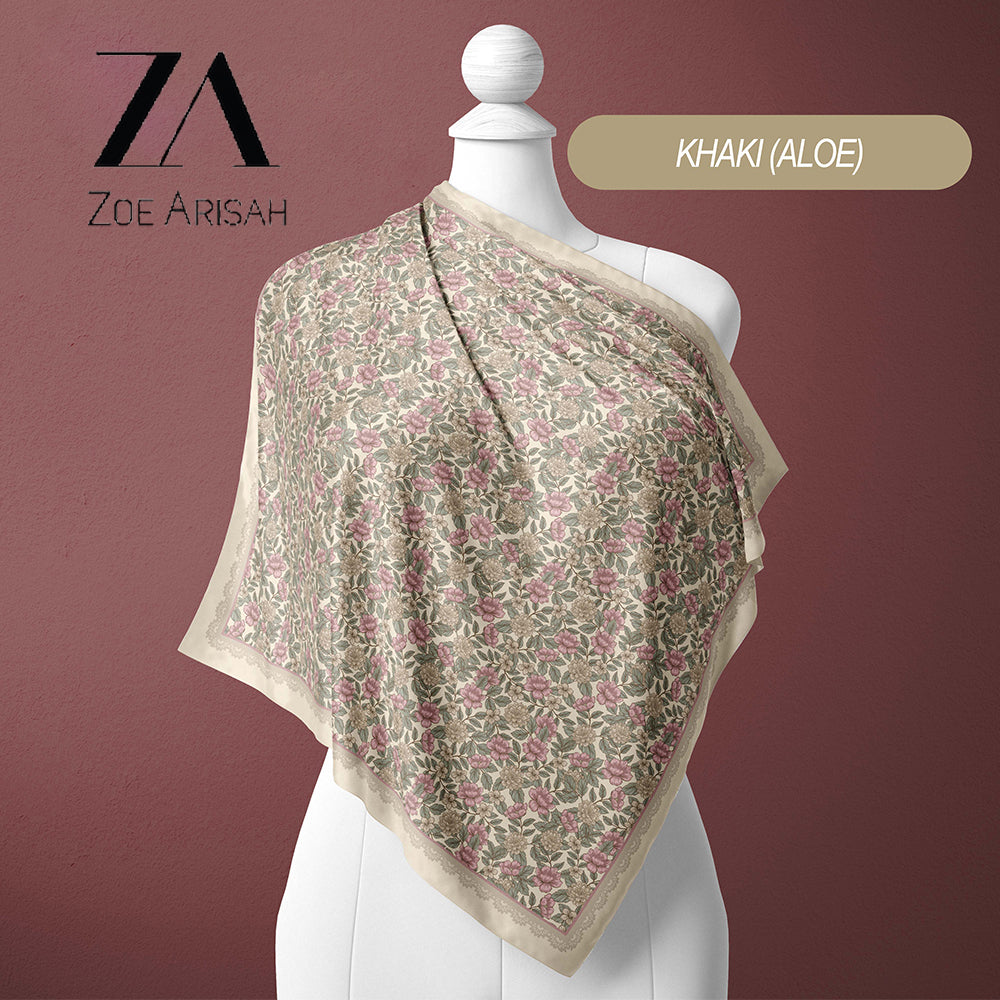 Tudung Bawal ZOE ARISAH Printed Square Hijab ( Bidang 45 inch)
