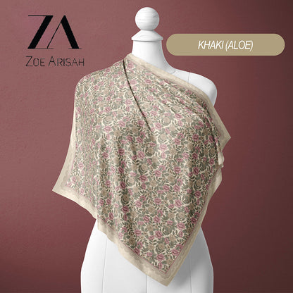 Tudung Bawal ZOE ARISAH Printed Square Hijab ( Bidang 45 inch)