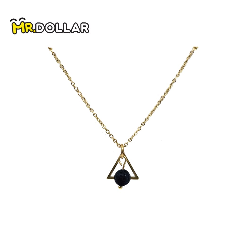 HIAS JEWELLERY Gold Necklace with Black Lava Natural Diffuser Stone - Hexagon