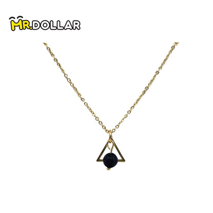 HIAS JEWELLERY Gold Necklace with Black Lava Natural Diffuser Stone - Triangle