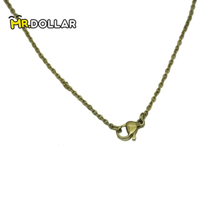 HIAS JEWELLERY Gold Necklace with Black Lava Natural Diffuser Stone - Hexagon