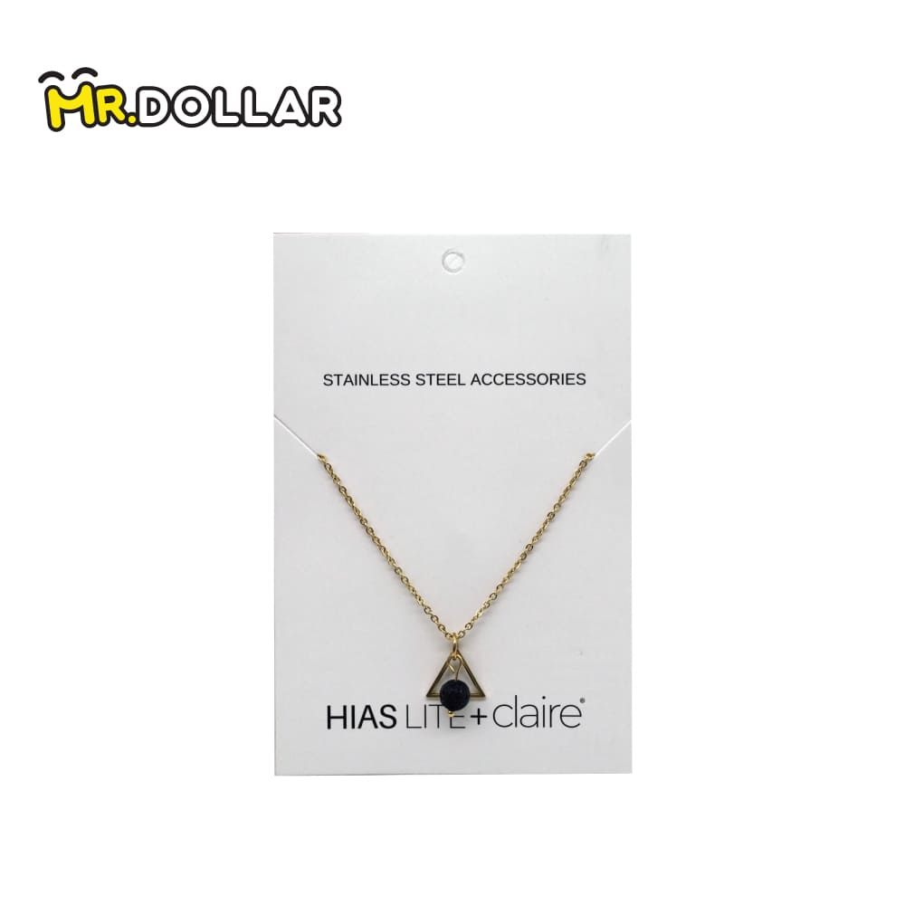 HIAS JEWELLERY Gold Necklace with Black Lava Natural Diffuser Stone - Triangle
