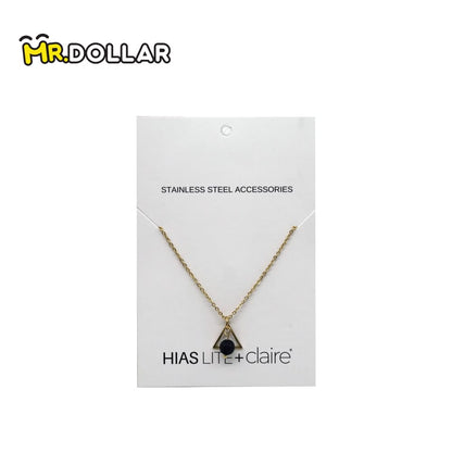 HIAS JEWELLERY Gold Necklace with Black Lava Natural Diffuser Stone - Triangle