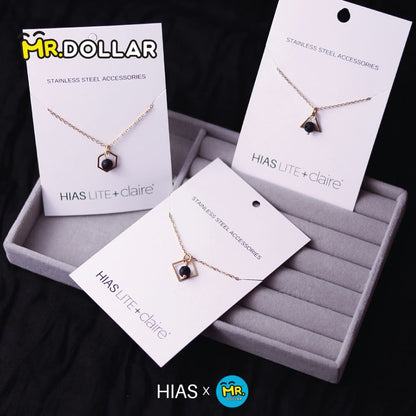 HIAS JEWELLERY Gold Necklace with Black Lava Natural Diffuser Stone - Hexagon