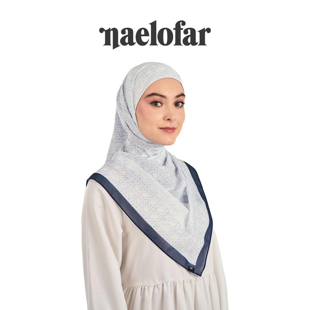 NAELOFAR Mono Cotton Chiffon Square in  Hijab Bawal (45inch)