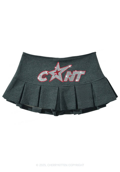 Rhinestone Star Cxxt Y2K Mini Pleated Skirts Cherrykitten